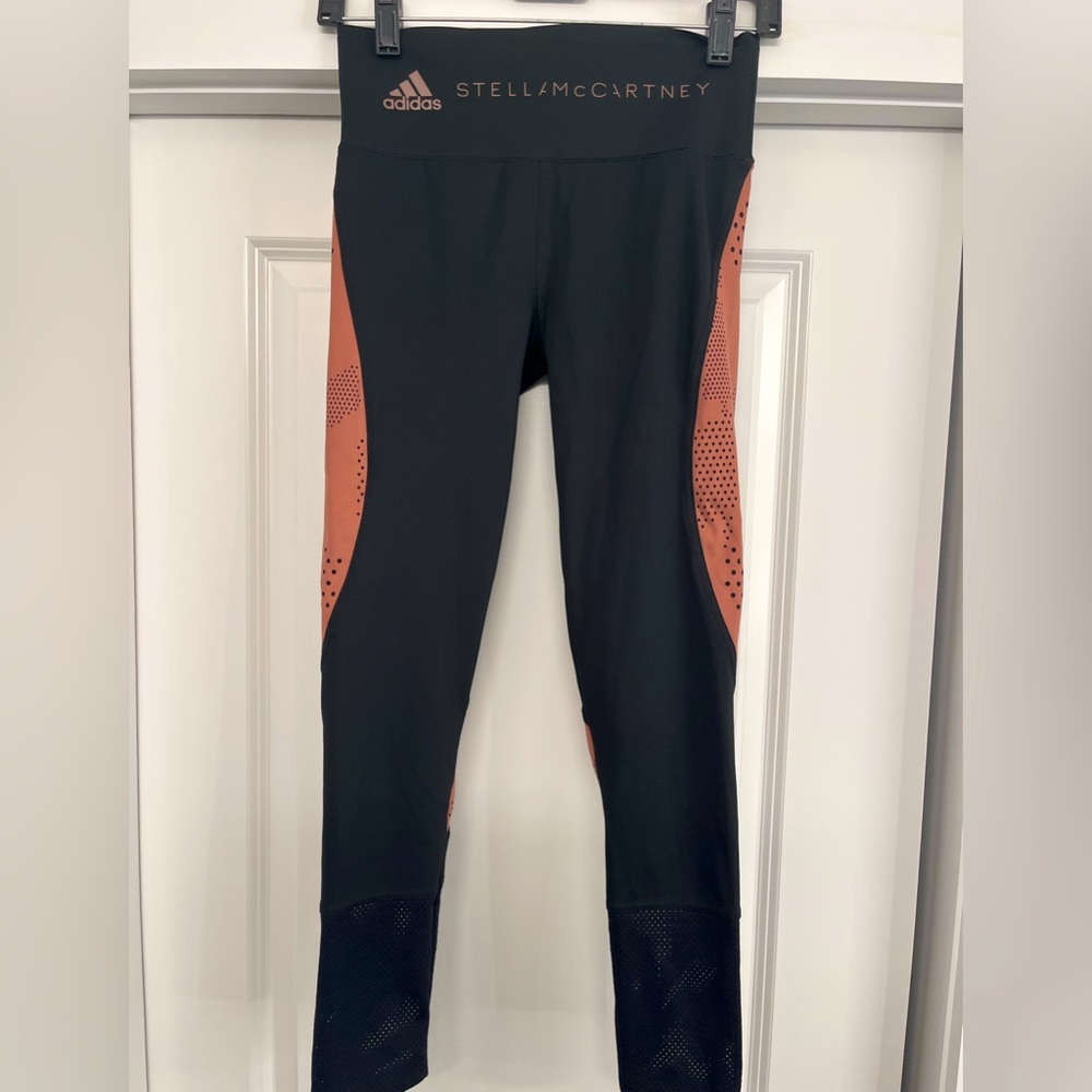 Adidas by Stella McCartney Black Leggings with Coral Side Panels